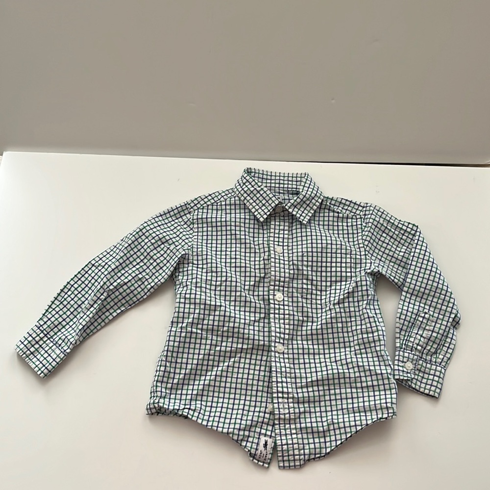 Janie and Jack | Plaid button front long sleeve Cotton Shirt
